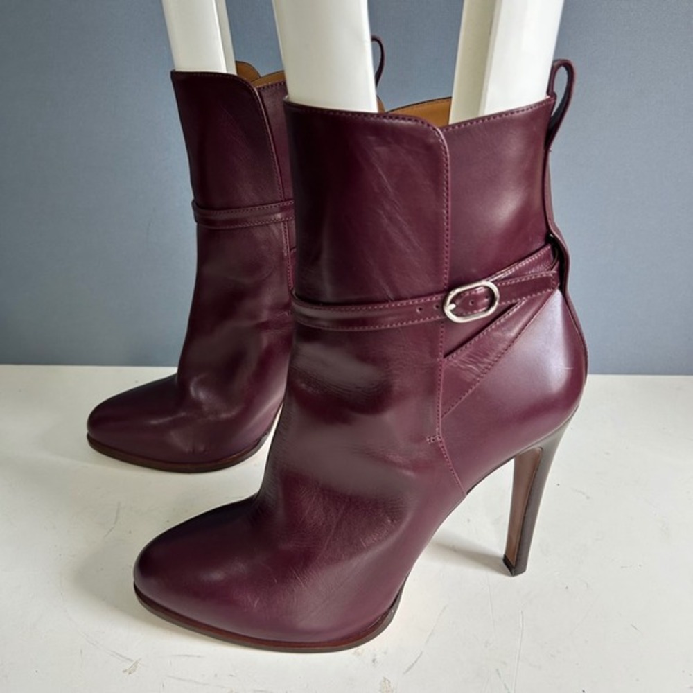 Ralph Lauren Collection Ankle Boots‎ size 40 / 10 Burgundy Heel Buckle Italy